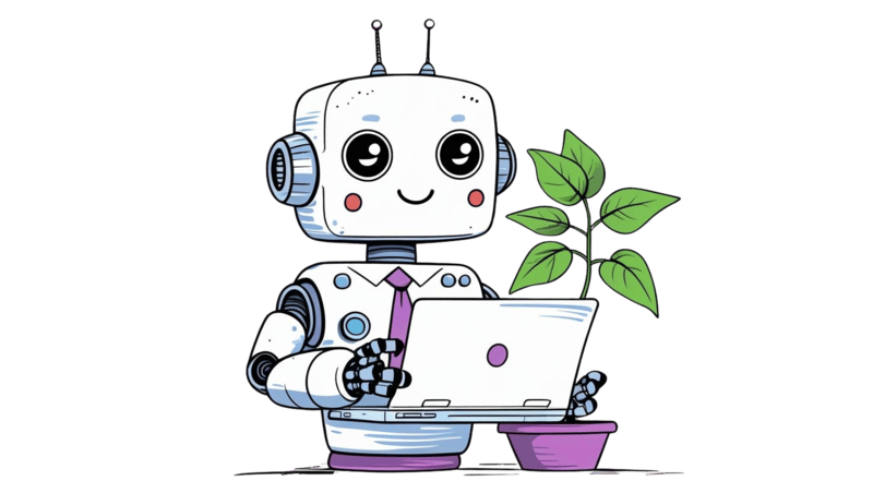 Friendly robot illustration representing personalized tech services